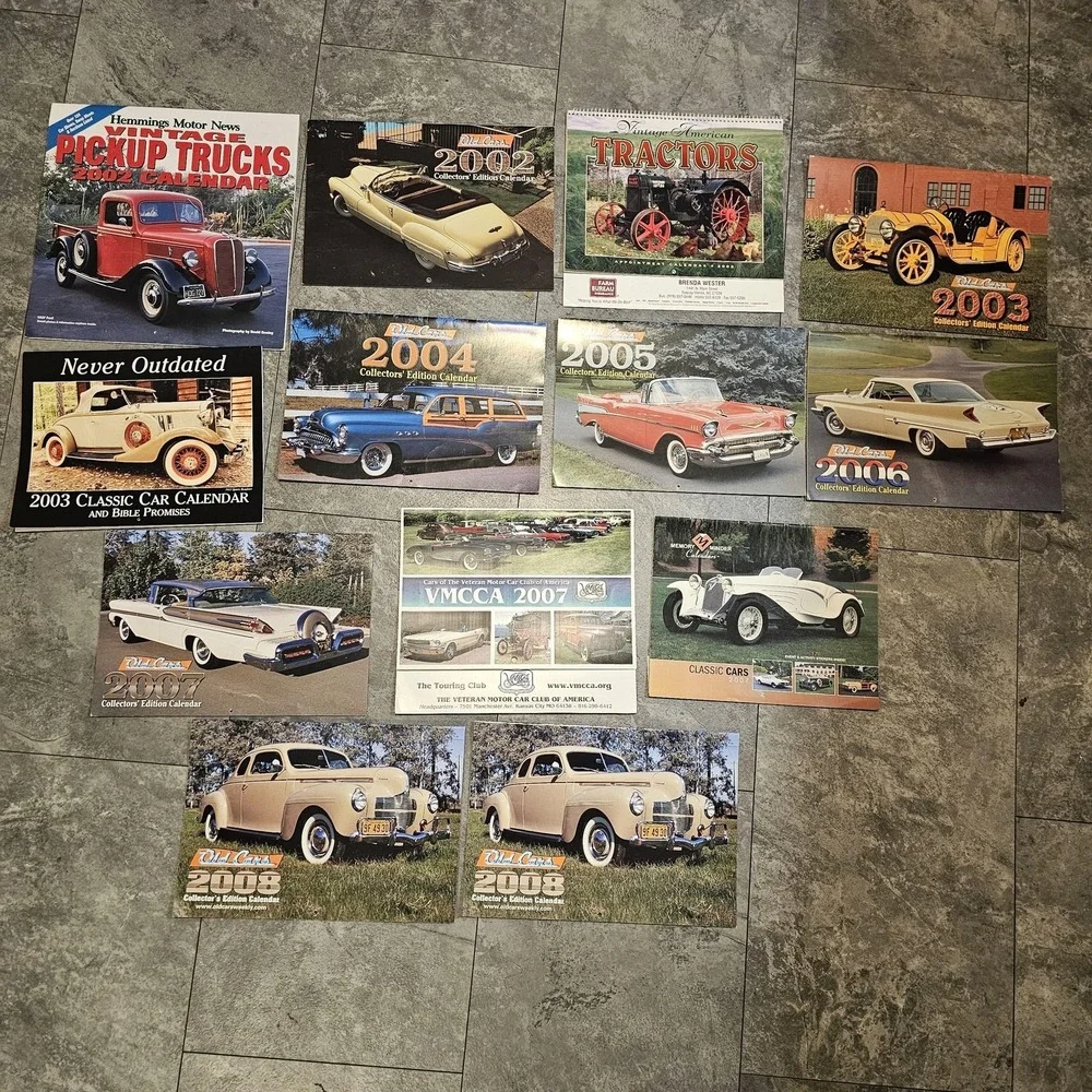 Lot Of 13 Vintage Classic Car Truck Tractor Calendars Variety 2001-2008 USA